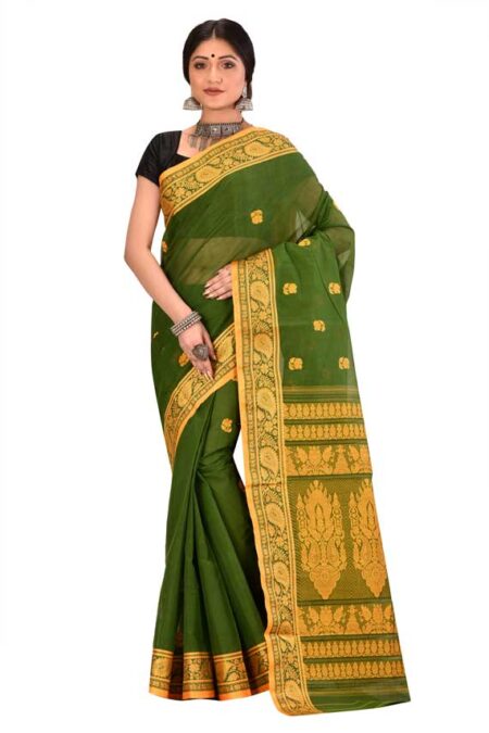 CottonBaluchari Saree-Green Myth