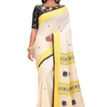 Jamdani Mercerized Cotton Saree-Creamy Blooms