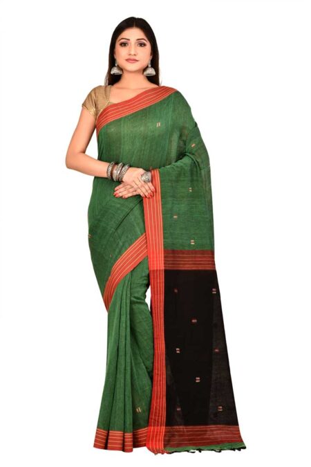 Fulia Cotton Saree-Green Lake