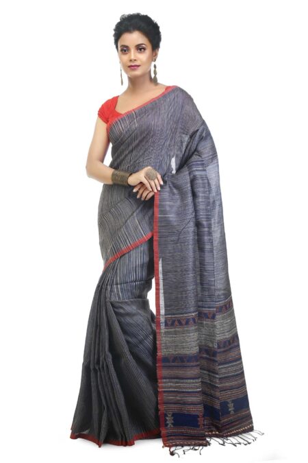Bhujodi Pure Tussar Saree-Blue Gracial