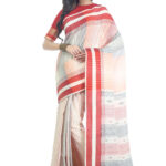 Bhujodi Handspun Cotton Saree-Oyster